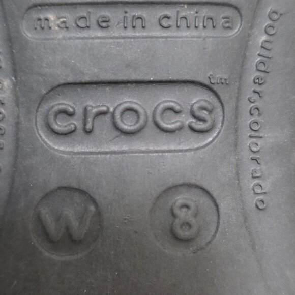 Crocs Black Women's Slip-On Flat Rubber Shoes Size 8 - Picture 9 of 10